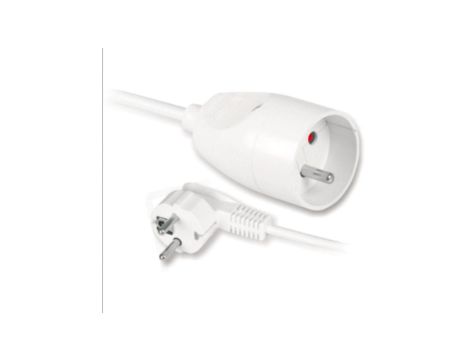 Przedłużacz z jednokrotnym gniazdem 2p+Z, PS-171/5,0 biały, T-105080