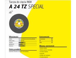 KLINGSPOR TARCZA DO CIĘCIA METALU 230mm x 3,0mm x 22,2mm  A24 TZ Special