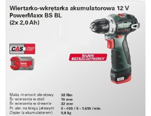 METABO WKRĘTARKA  POWERMAXX BS BL 38/20Nm 2x2,0Ah WALIZKA