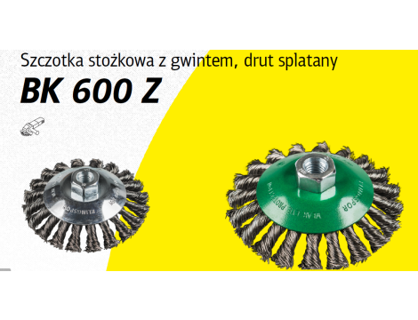 K.SZCZOTKA STOŻKOWA 115mm M14 BK600Z DRUT SKRĘCANY NIERDZEWNY