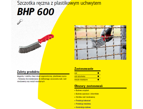 K.SZCZOTKA RĘCZNA UCHWYT PLASTIKOWY BHP600 DRUT STALOWY