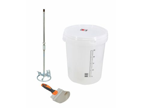 AWTOOLS ZESTAW DO MIESZANIA GŁADZI SZPACHLOWEJ 3 ELEM. WIADRO+MIESZADŁO+SZPACHELKA PROFILOWANA - 2