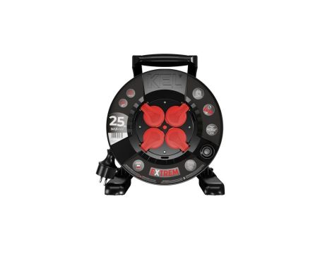 Przedłużacz bębnowy EXTREME LINE 4 gniazda z/u IP44 16A H07BQ-F 3x1,5 25m czarny W-100081