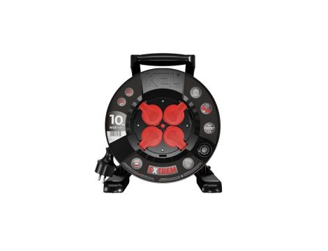 Przedłużacz bębnowy EXTREME LINE 4 gniazda z/u IP44 16A H05RR-F 3x1,5 10m czarny W-100020