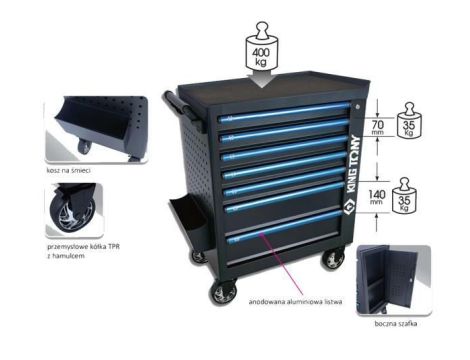 KT WÓZEK WARSZTATOWY  7 SZUFLAD Z SZAFKĄ BOCZNĄ 87G39-7BA-K