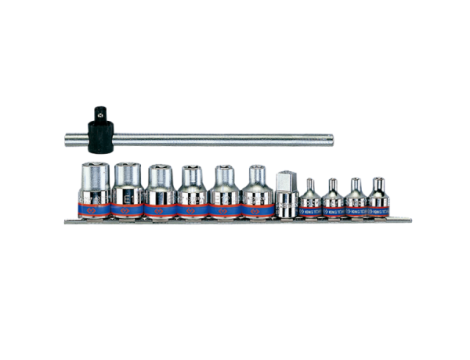 KT ZESTAW NASADEK TORX 3/8"+1/2" 12cz. + POKRĘTŁO + SZYNA