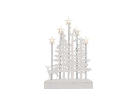 Dekoracje - świecznik biały 5 LED 35,5 cm, 2x AA ciepła biel, IP20, timer DCAW13