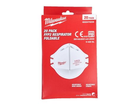 MILWAUKEE PÓŁMASKA SKŁĄDANA FFP2 /20 szt. - 2