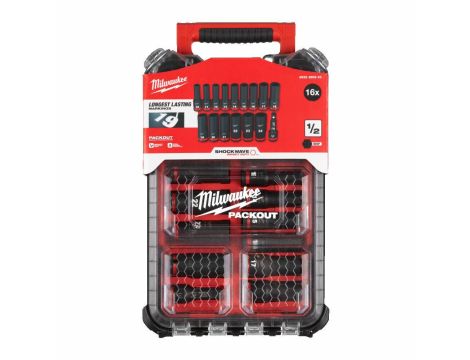 MILWAUKEE ZESTAW NASADEK UDAROWYCH DŁUGICH 1/2" 16szt. PACKOUT