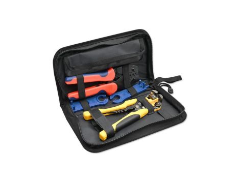 Qoltec Zestaw narzędzi solarnych kompatybilnych ze złączami MC4 Zaciskarka + Automatyczny ściągacz izolacji