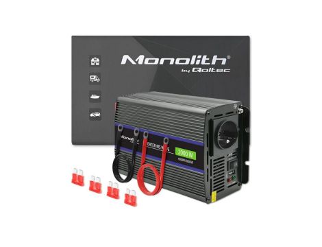 Qoltec Przetwornica napięcia Monolith 2000 MS Wave 12V na 230V 1000/2000W USB