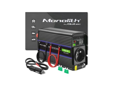Qoltec Przetwornica napięcia Monolith 600 MS Wave 12V na 230V 300/600W USB