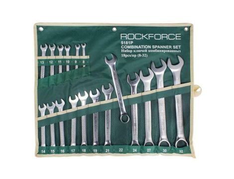 ROCKFORCE KLUCZ PŁASKO-OCZKOWY kpl.18el. (8-32mm)