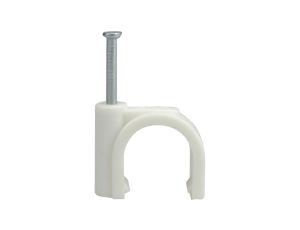 Uchwyty kablowe z gwoździem KLIP / FLOP 16mm białe do kabli i przewodów okrągłych 100szt.