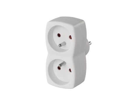 Rozgałęźnik wtyczkowy dwugniazdowy z uziemieniem biały P0028N