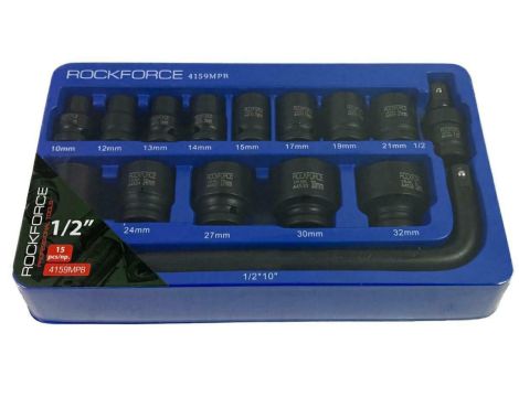 ROCKFORCE NASADKI UDAROWE KRÓTKIE 15szt.1/2" 10-32mm /WKŁADKA DO WÓZKA