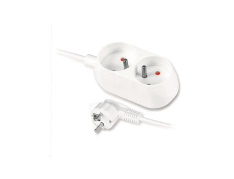 Przedłużacz z dwukrotnym gniazdem 2x2p+Z 1,5m biały T-970680