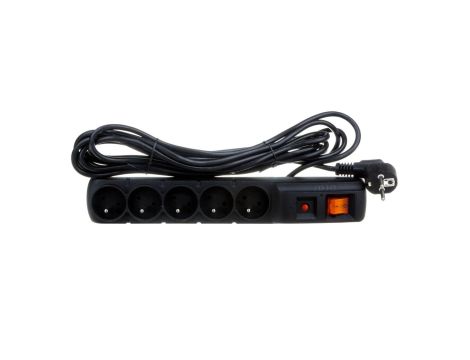 Przedłużacz przeciwprzepięciowy 5-gniazd z/u ACAR F5 5m czarny