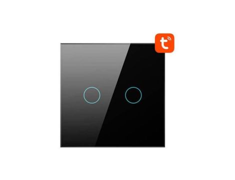 Dotykowy Włącznik Światła ZigBee Avatto LZTS02-EU-B2 Podwójny Bez Neutralnego TUYA (czarny)