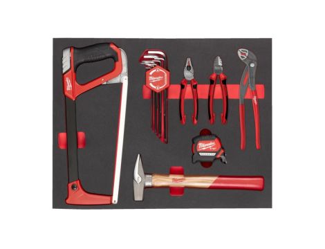 MILWAUKEE WKŁADKA PIANKOWA Z NARZĘDZIAMI RĘCZNYMI 15SZT. - DO WÓZKÓW NARZĘDZIOWYCH