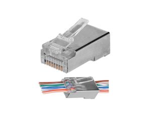 Wtyk modularny RJ45 8P8C kat.5e ekranowany FTP drut przelotowy NEKU WORECZEK 100szt.
