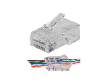 Wtyk modularny RJ45 8P8C kat.5e nieekranowany UTP drut przelotowy NEKU WORECZEK 100szt.