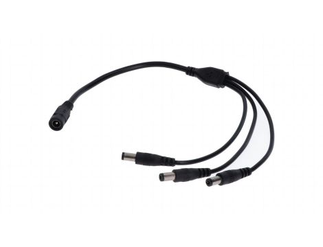 Rozgałęźnik DC 5.5X2.1 3W-1G czarny 24cm 22/20awg