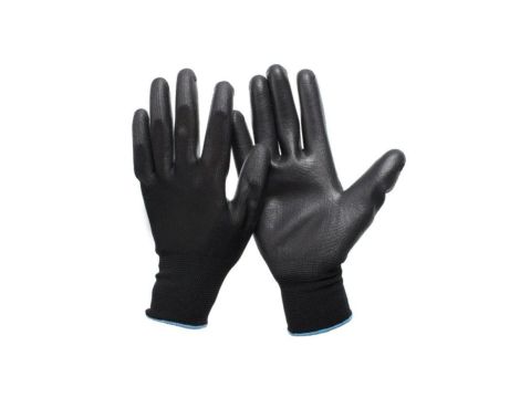 Rękawice Robocze POLIURETANOWE PU MECHANIKI. Bardzo Precyzyjne. CZARNE. Rozmiar 9 - L