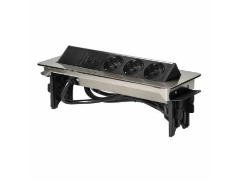 ORNO GNIAZDA WPUSZ. W BLAT 3X2P+Z (SCHUKO) USBx2 NIKLO