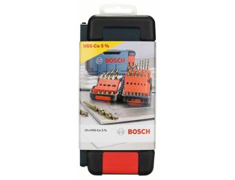 BOSCH ZESTAW WIERTEŁ DO METALU HSS-CO  18szt. TOUGHBOX 2607017047 - 2