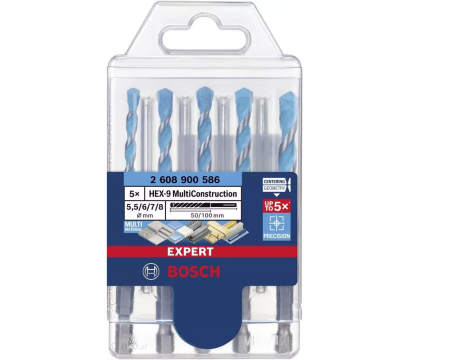 BOSCH WIERTŁO HEX-9 MULTICONSTRUCTION ZESTAW 5szt.  5.5/6/7/8mm 2608900586