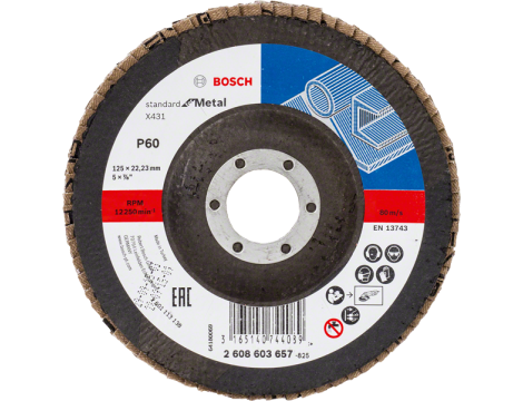 BOSCH ŚCIERNICA LISTKOWA 125mm X431 P 60 STANDARD FOR METAL WYPUKŁA 2608603657