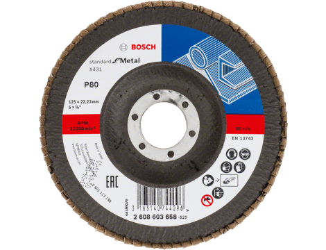 BOSCH ŚCIERNICA LISTKOWA 125mm X431 P 80 STANDARD FOR METAL WYPUKŁA 2608603658
