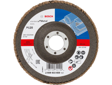 BOSCH ŚCIERNICA LISTKOWA 125mm X431 P120 STANDARD FOR METAL WYPUKŁA 2608603659