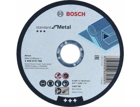 BOSCH TARCZA MET.125mm x 1,0mm x 22mm STANDARD FOR METAL 2608619768