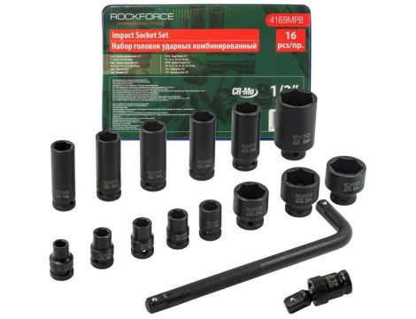 ROCKFORCE NASADKI UDAROWE 16szt.1/2" 10-36mm /WKŁADKA