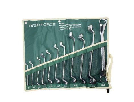 ROCKFORCE KLUCZ OCZKOWY ODGIĘTY kpl.11el.  6 - 36mm
