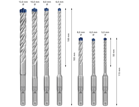 BOSCH WIERTŁO SDS PLUS-7X ZESTAW 7szt. 2608900195