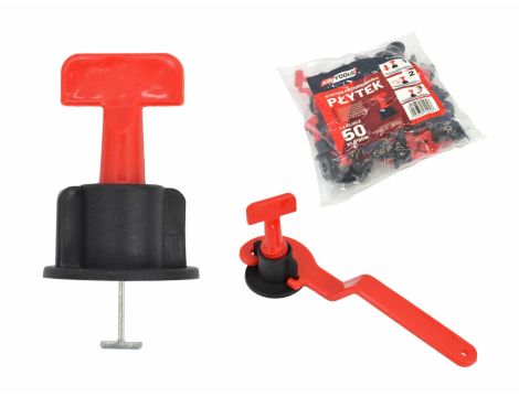 AWTOOLS SYSTEM POZIOMOWANIA PŁYTEK 50szt. + KLUCZ