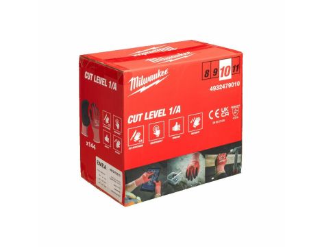 MILWAUKEE RĘKAWICE ODPORNE NA PRZECIĘCIA - POZ. 1 - ROZM XL/10 /144szt.