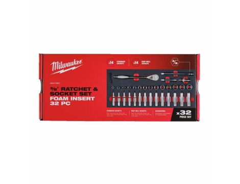 MILWAUKEE WKŁADKA PIANKOWA Z GRZECHOTKĄ I NASADKAMI 3/8" - DO WÓZKÓW NARZĘDZIOWYCH - 3