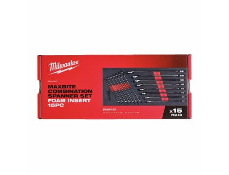 MILWAUKEE WKŁADKA PIANKOWA Z KLUCZAMI PŁASKO-OCZKOWYMI 15szt. - DO WÓZKÓW NARZĘDZIOWYCH - 2
