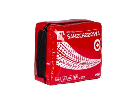 Apteczka pierwszej pomocy samochodowa bogato wyposażona wesja PRO czerwona MEDAID