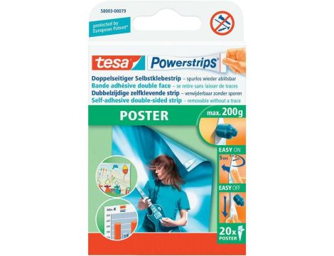 TESA PLASTRY SAMOPRZYLEPNE 20szt. 0,2KG POWERTSRIPS POSTER