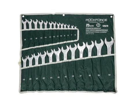 ROCKFORCE KLUCZ PŁASKO-OCZKOWY kpl.25el. (6-32mm)