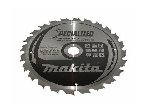 MAKITA PIŁA TARCZOWA  270x30x24z SPECJALIZED DREWNO (Z GWOŹDZIAMI I SĘKAMI)