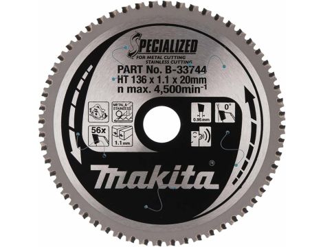 MAKITA PIŁA TARCZOWA  136x20x56z SPECJALIZED METAL/STAL NIERDZEWNA