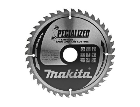 MAKITA PIŁA TARCZOWA  185x30x40z SPECJALIZED DREWNO (Z GWOŹDZIAMI I SĘKAMI) >>>B-33174