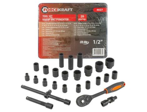 ZESTAW KLUCZY   26el. 1/2" 8-36mm  WKLADKA /FORCEKRAFT
