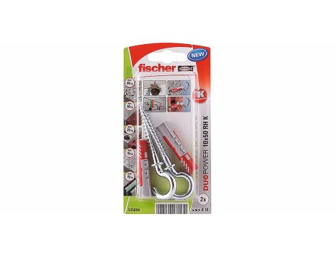 FISCHER KOŁEK DUOPOWER 10x50 Z HAKIEM OKRĄGŁYM /2szt.